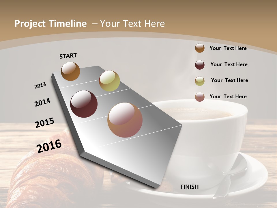 A Cup Of Coffee And Some Croissants On A Table PowerPoint Template