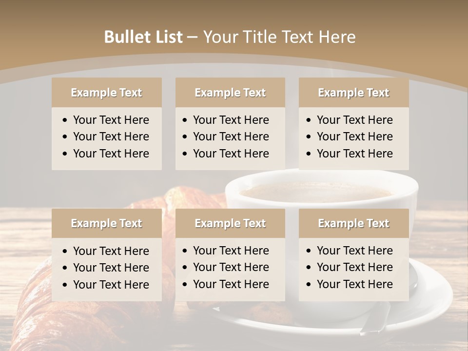 A Cup Of Coffee And Some Croissants On A Table PowerPoint Template