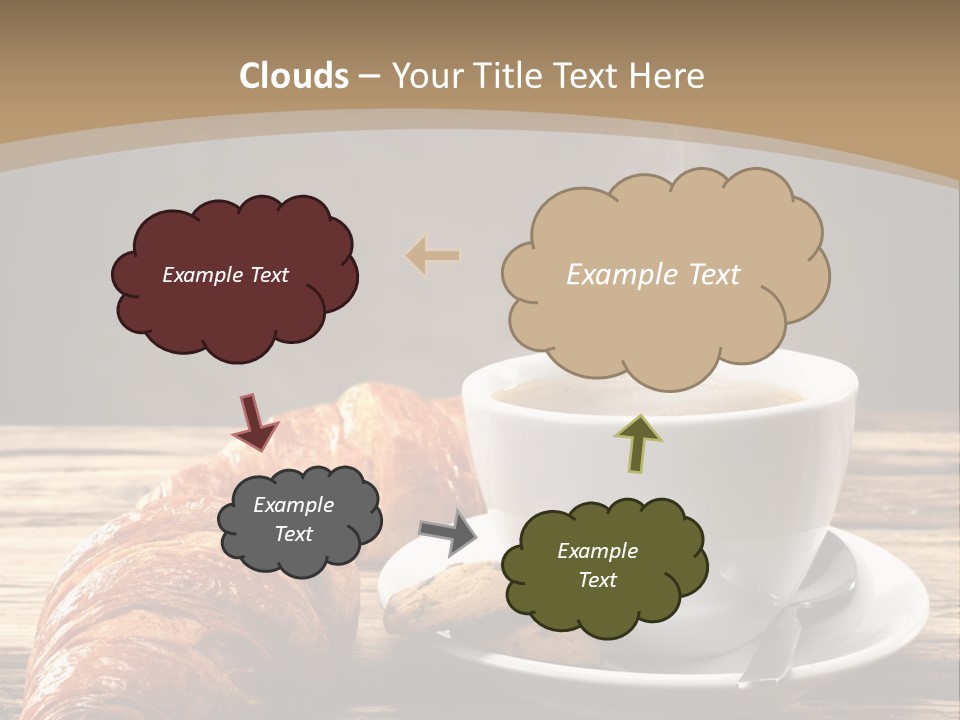A Cup Of Coffee And Some Croissants On A Table PowerPoint Template
