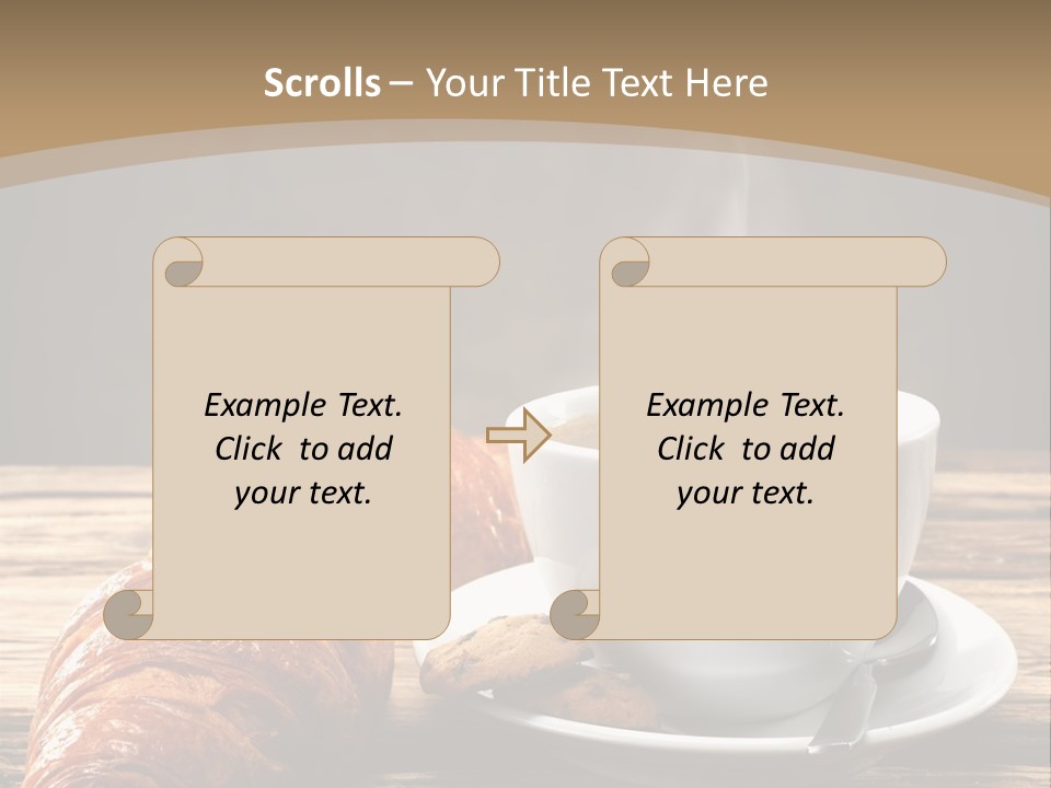 A Cup Of Coffee And Some Croissants On A Table PowerPoint Template