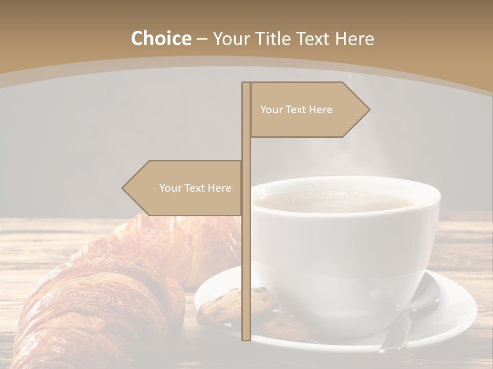 A Cup Of Coffee And Some Croissants On A Table PowerPoint Template
