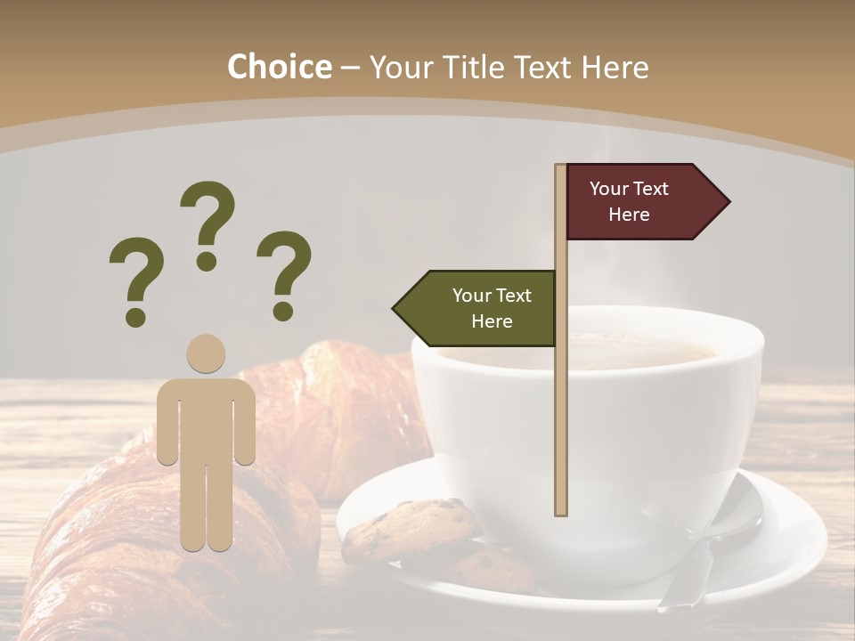 A Cup Of Coffee And Some Croissants On A Table PowerPoint Template