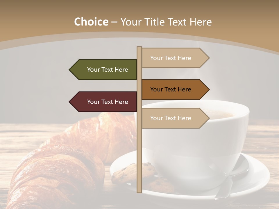 A Cup Of Coffee And Some Croissants On A Table PowerPoint Template