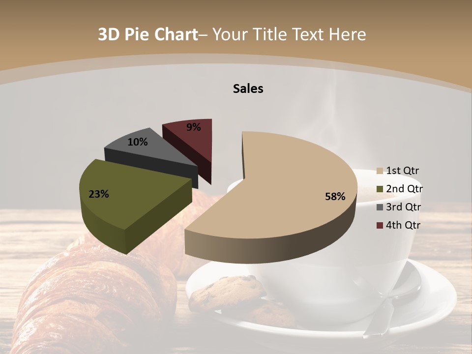 A Cup Of Coffee And Some Croissants On A Table PowerPoint Template