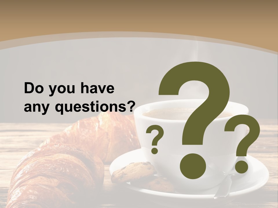 A Cup Of Coffee And Some Croissants On A Table PowerPoint Template
