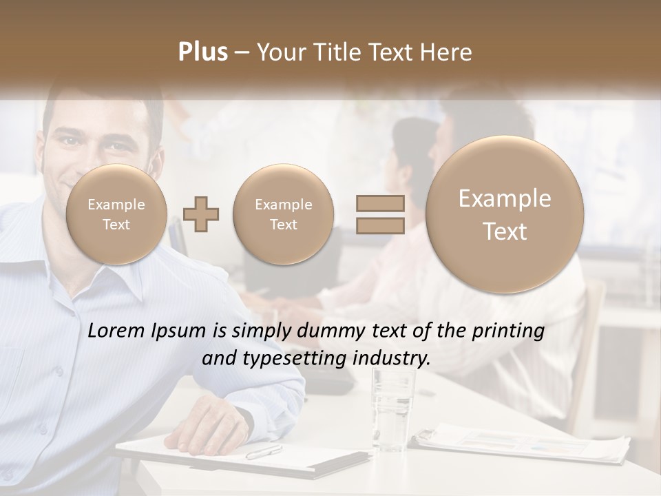 A Man Sitting At A Desk In Front Of A Group Of People PowerPoint Template