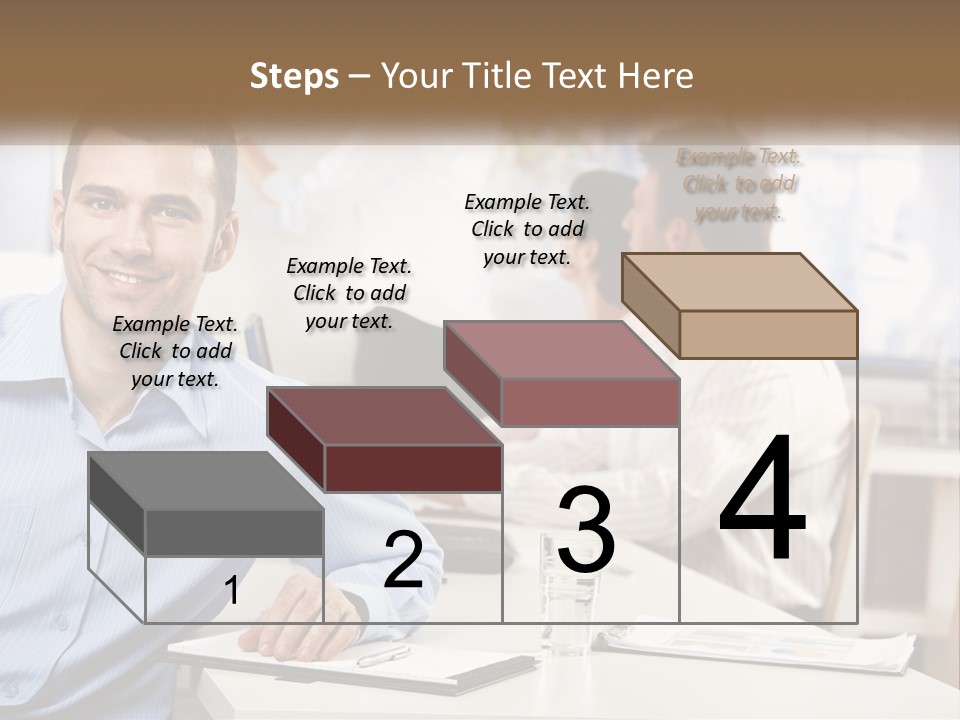 A Man Sitting At A Desk In Front Of A Group Of People PowerPoint Template