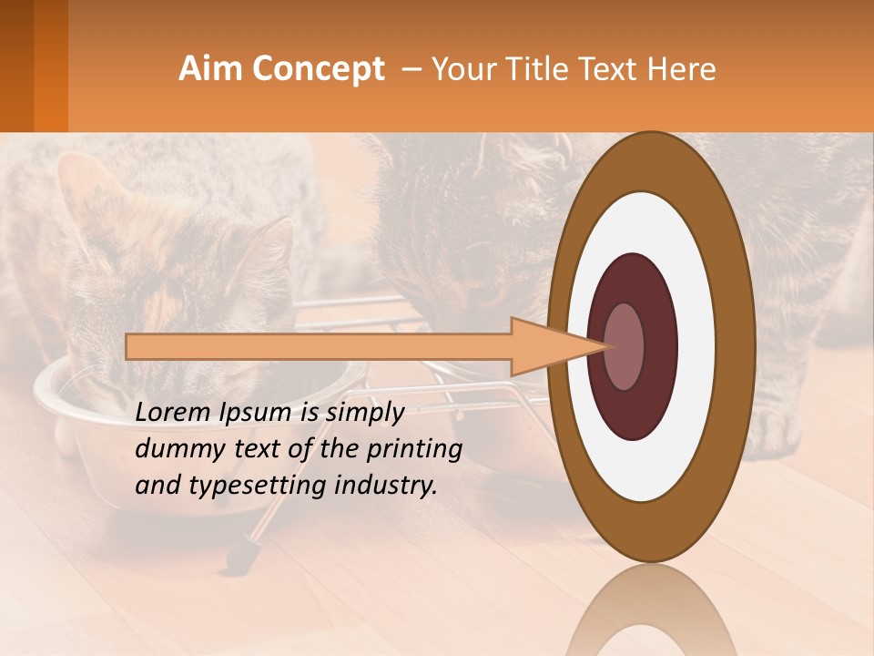 Two Cats Eating Out Of A Metal Bowl PowerPoint Template