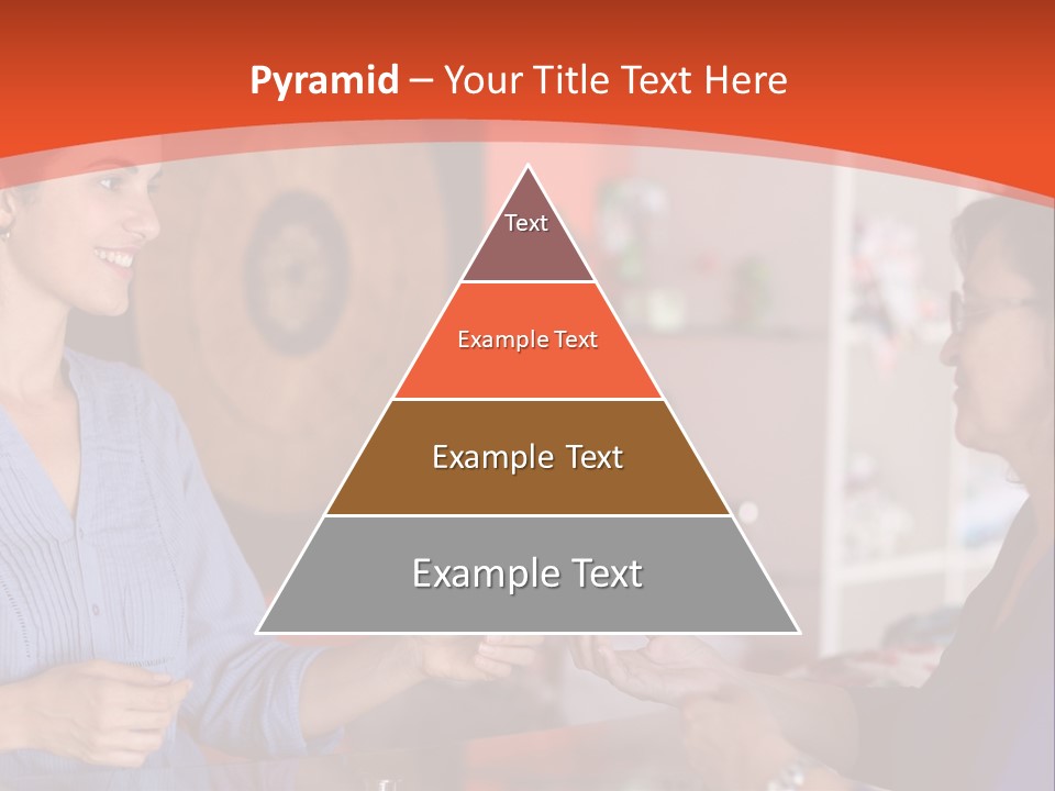 A Woman Handing Something To A Woman In A Blue Shirt PowerPoint Template