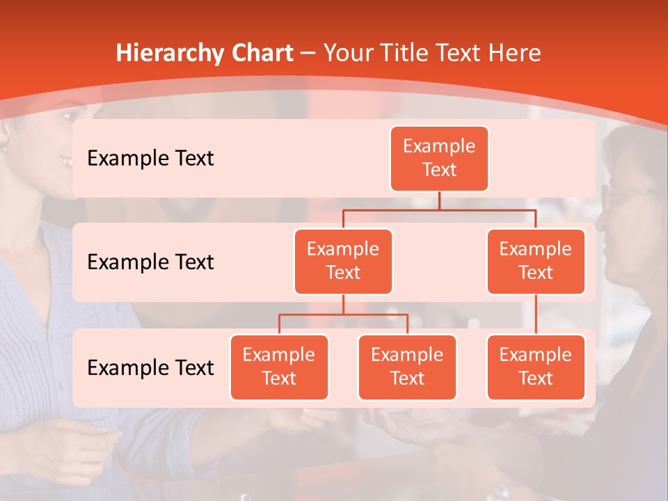 A Woman Handing Something To A Woman In A Blue Shirt PowerPoint Template