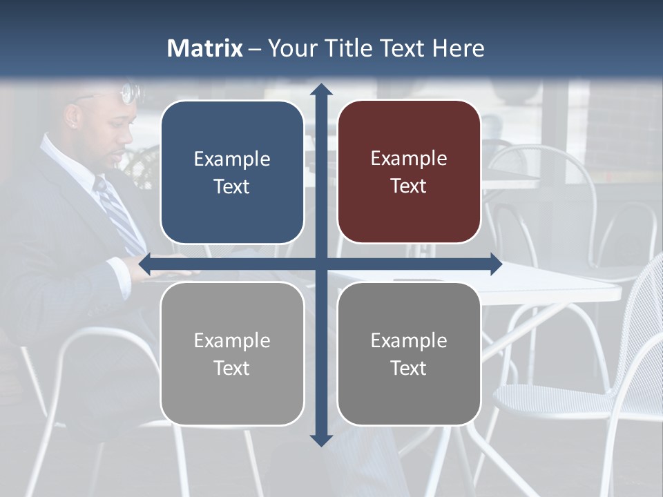 A Man In A Suit Sitting At A Table With A Laptop PowerPoint Template