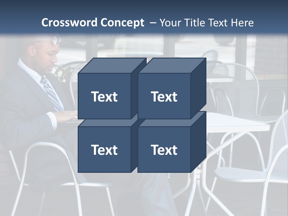 A Man In A Suit Sitting At A Table With A Laptop PowerPoint Template