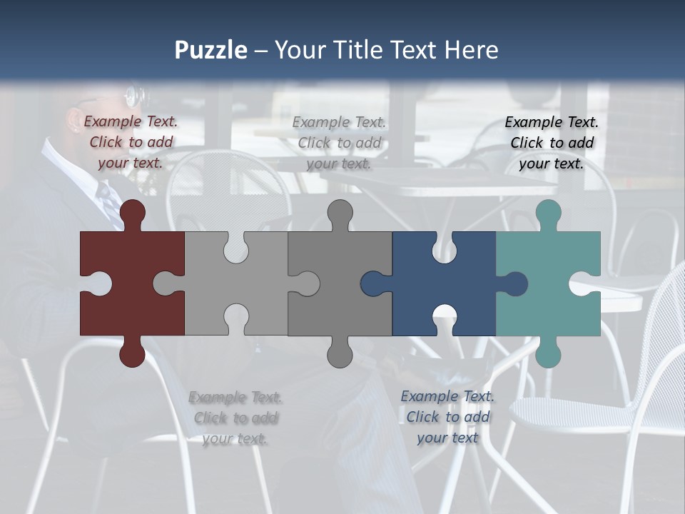 A Man In A Suit Sitting At A Table With A Laptop PowerPoint Template