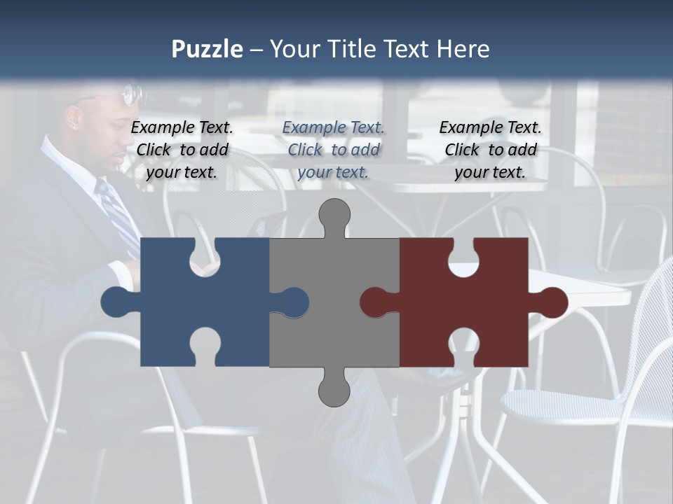 A Man In A Suit Sitting At A Table With A Laptop PowerPoint Template