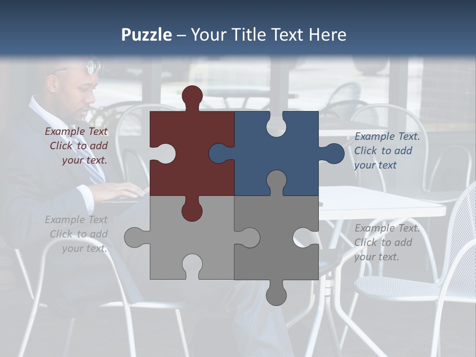 A Man In A Suit Sitting At A Table With A Laptop PowerPoint Template