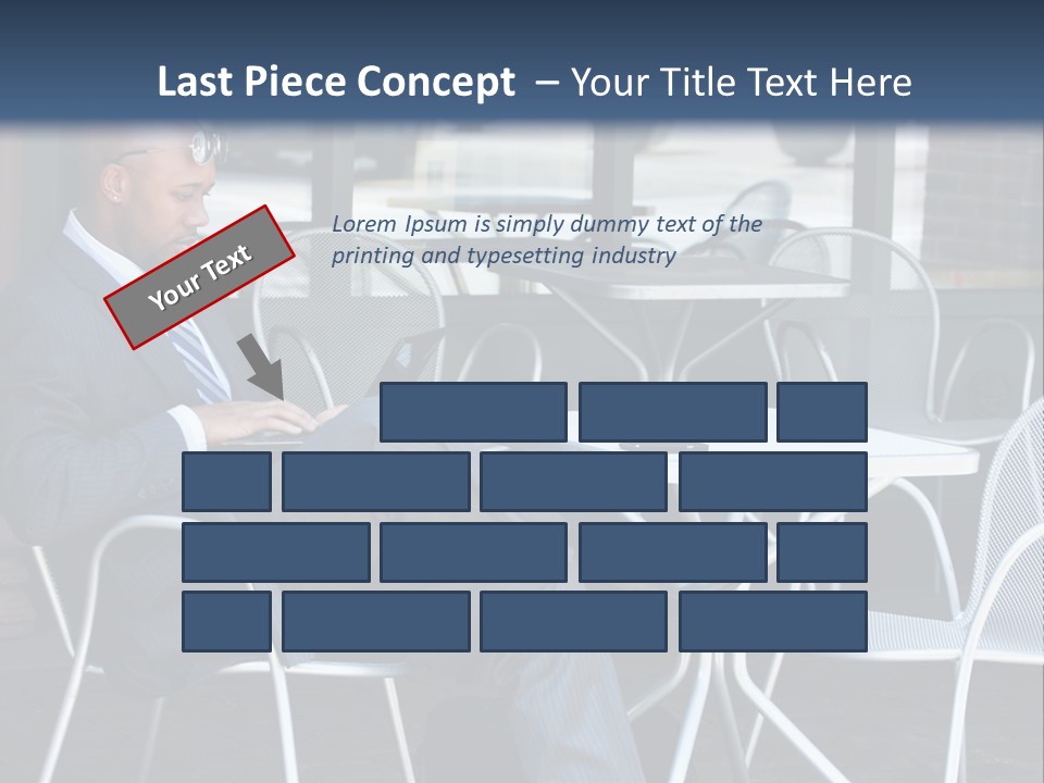 A Man In A Suit Sitting At A Table With A Laptop PowerPoint Template