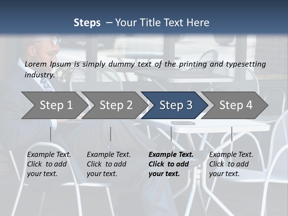 A Man In A Suit Sitting At A Table With A Laptop PowerPoint Template