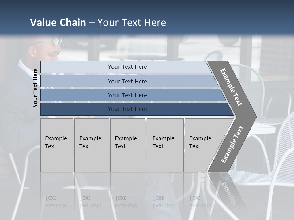 A Man In A Suit Sitting At A Table With A Laptop PowerPoint Template