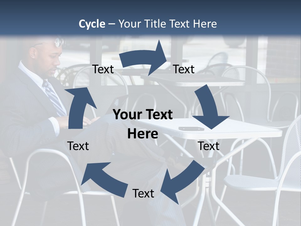 A Man In A Suit Sitting At A Table With A Laptop PowerPoint Template