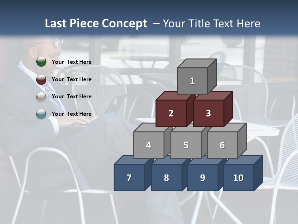 A Man In A Suit Sitting At A Table With A Laptop PowerPoint Template