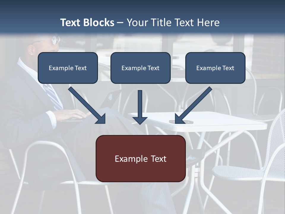A Man In A Suit Sitting At A Table With A Laptop PowerPoint Template