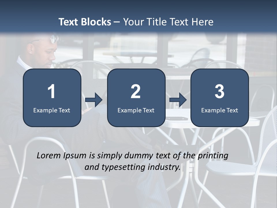 A Man In A Suit Sitting At A Table With A Laptop PowerPoint Template