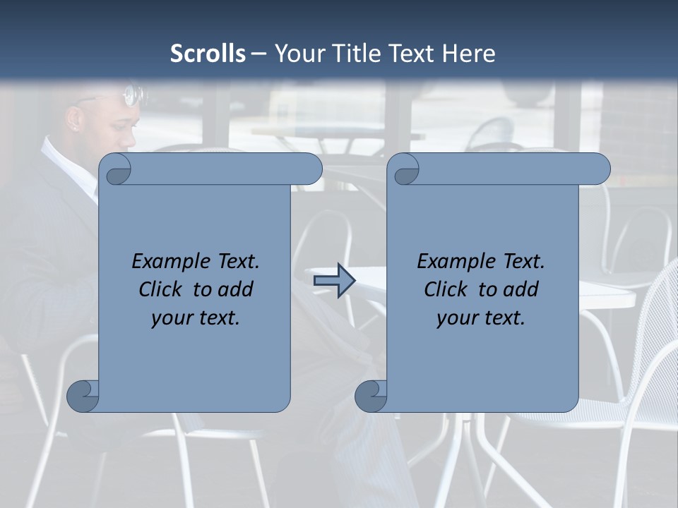 A Man In A Suit Sitting At A Table With A Laptop PowerPoint Template