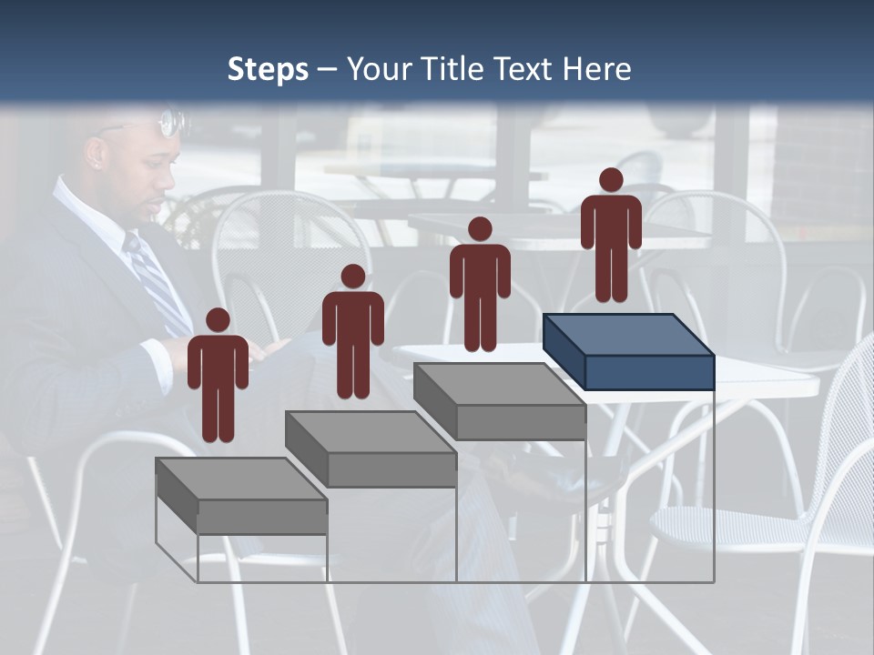 A Man In A Suit Sitting At A Table With A Laptop PowerPoint Template