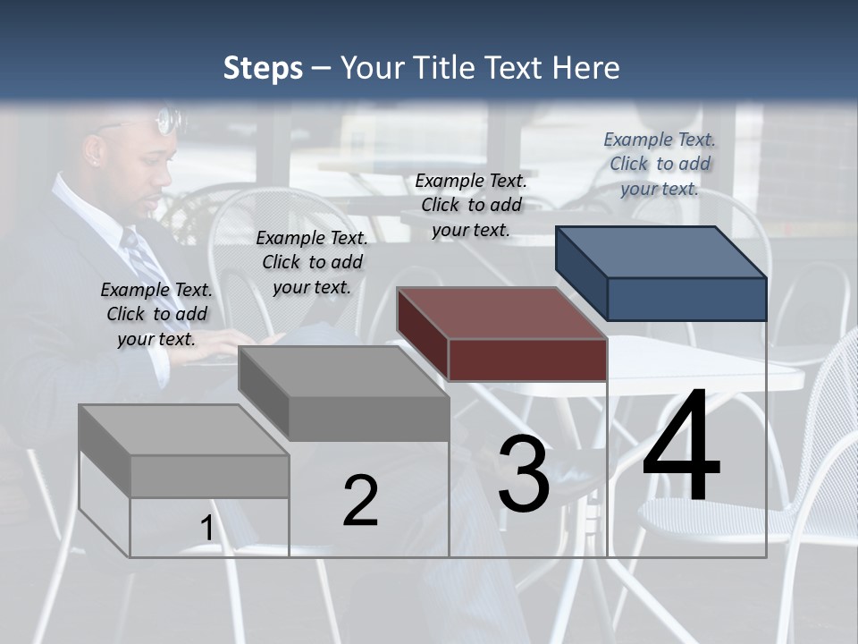 A Man In A Suit Sitting At A Table With A Laptop PowerPoint Template