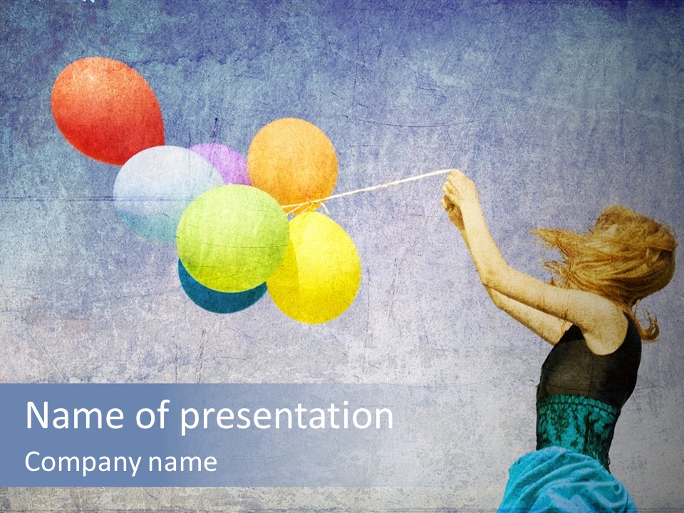 A Young Girl Is Flying A Bunch Of Balloons PowerPoint Template