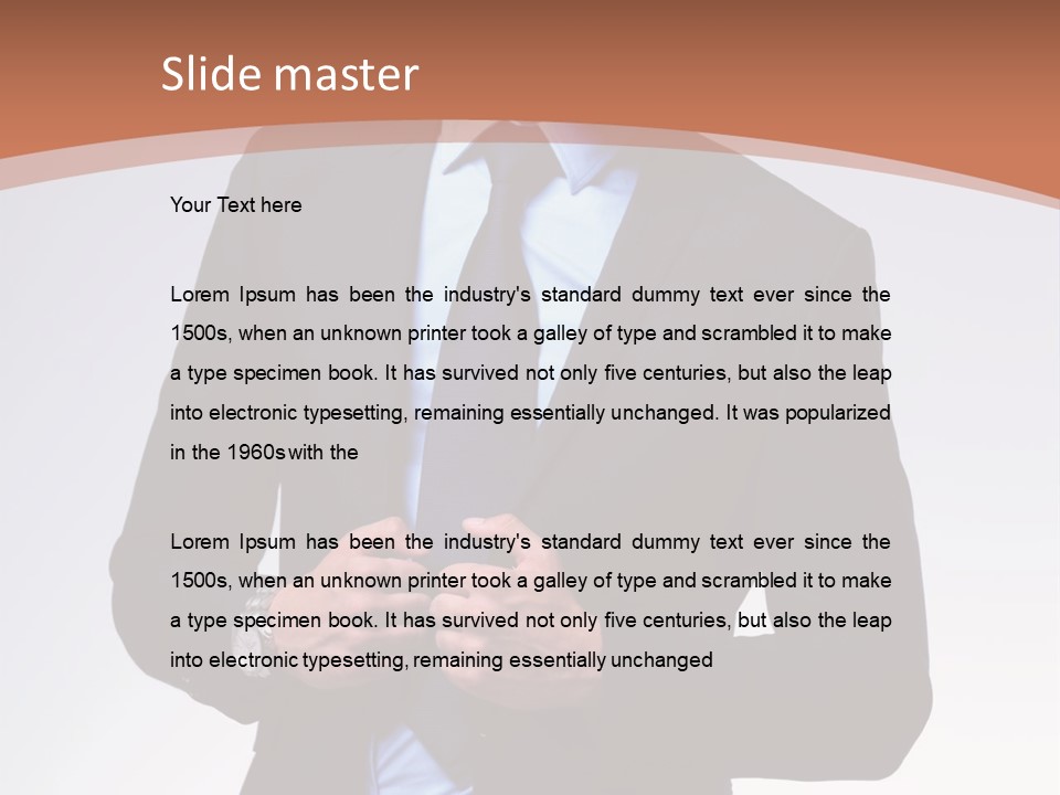A Man In A Suit Is Looking Down At His Tie PowerPoint Template