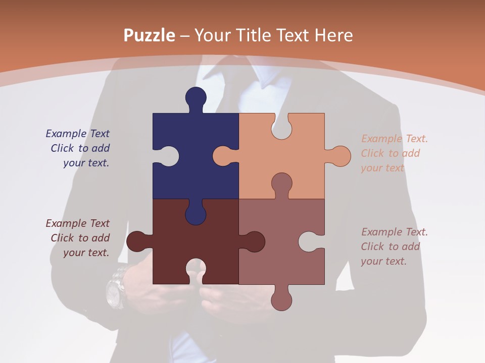 A Man In A Suit Is Looking Down At His Tie PowerPoint Template