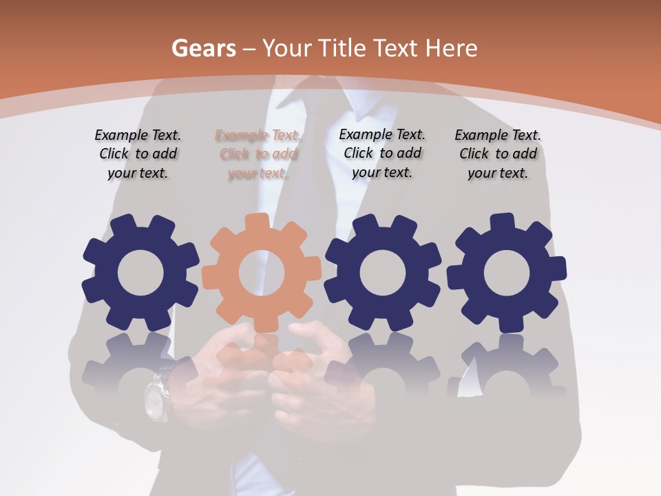 A Man In A Suit Is Looking Down At His Tie PowerPoint Template