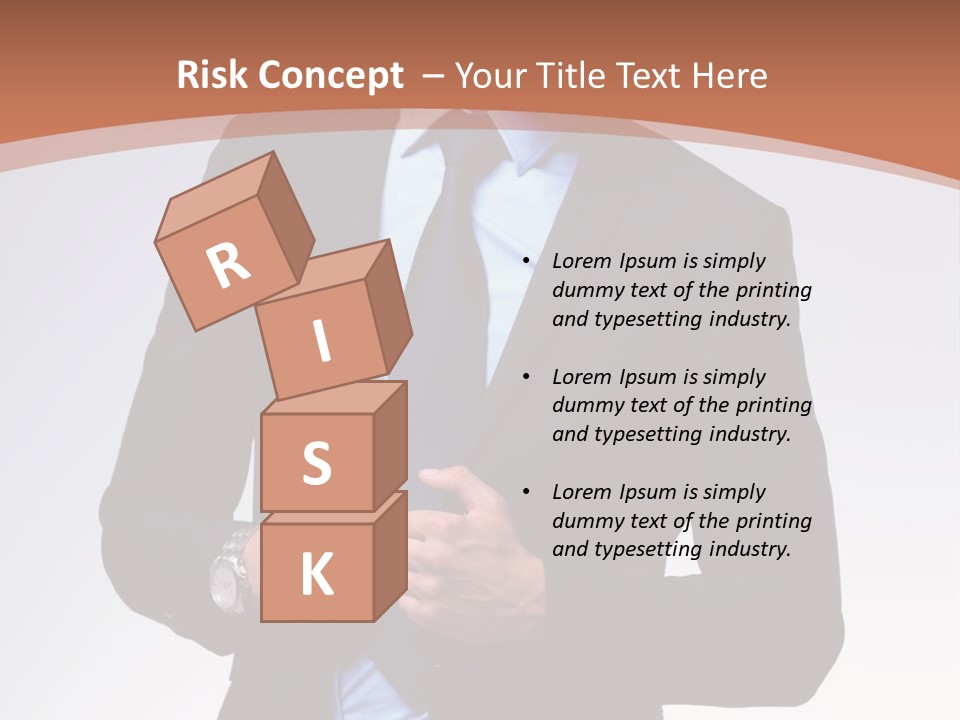 A Man In A Suit Is Looking Down At His Tie PowerPoint Template