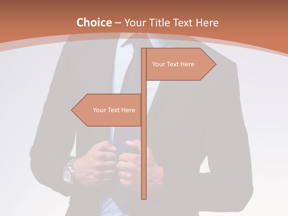 A Man In A Suit Is Looking Down At His Tie PowerPoint Template