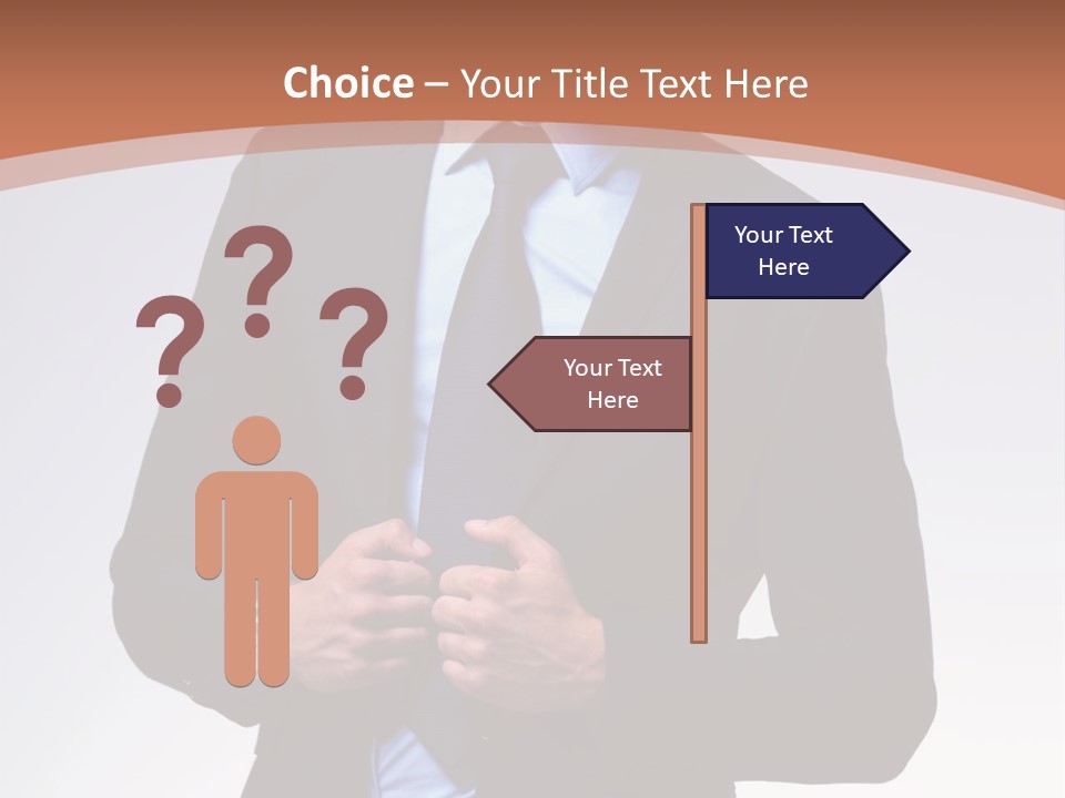 A Man In A Suit Is Looking Down At His Tie PowerPoint Template