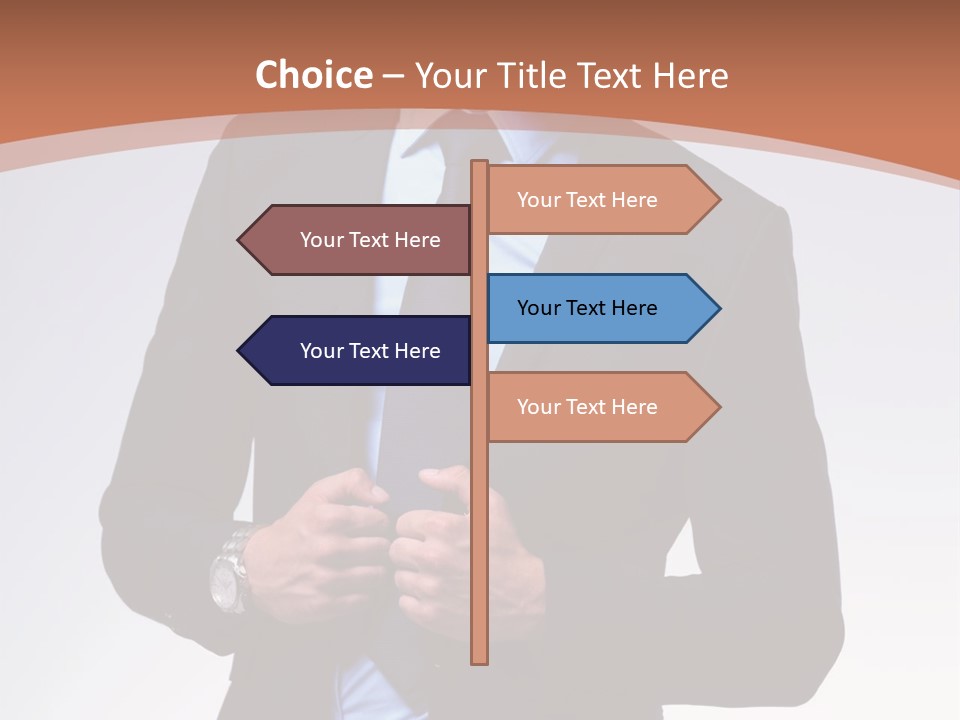 A Man In A Suit Is Looking Down At His Tie PowerPoint Template