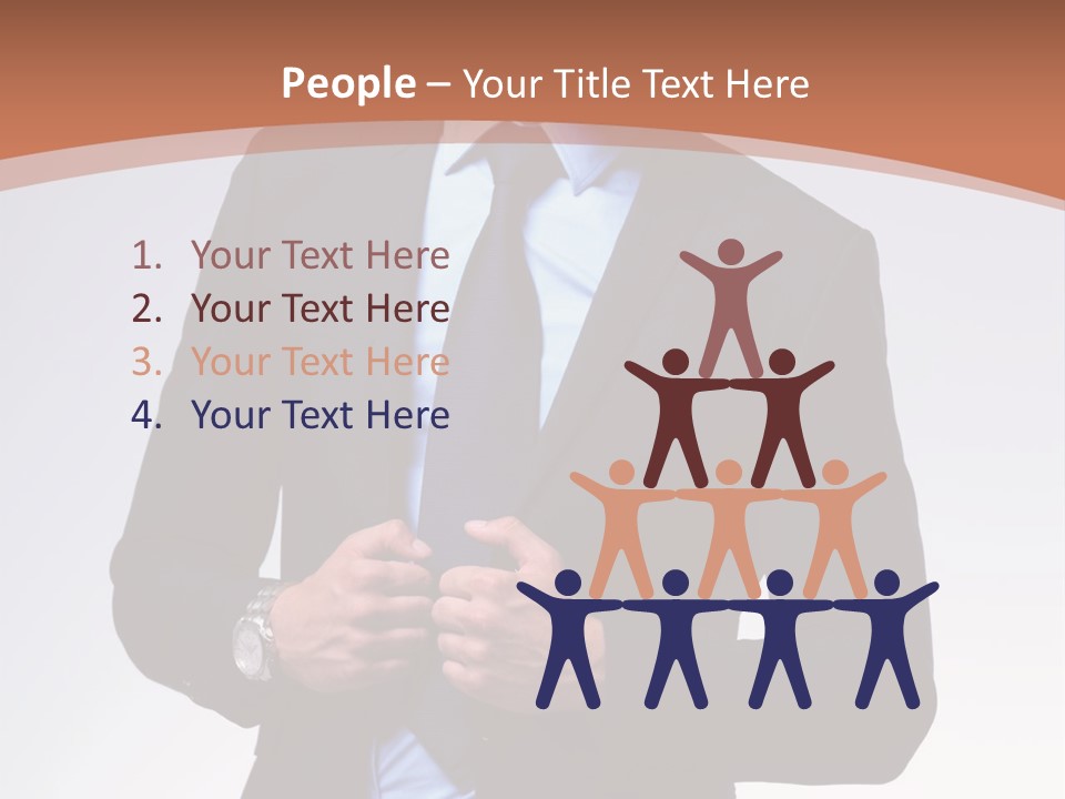 A Man In A Suit Is Looking Down At His Tie PowerPoint Template