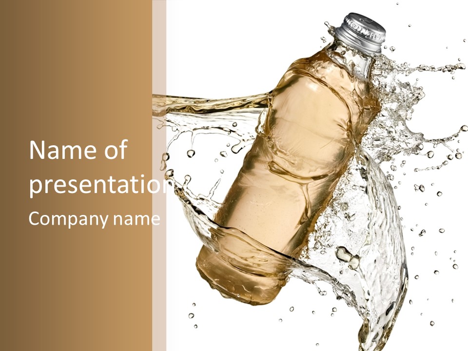 A Bottle Of Water Is Splashing Into The Water PowerPoint Template