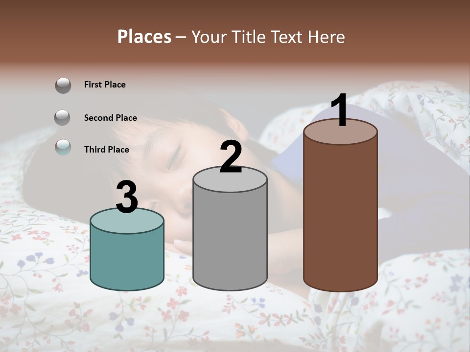 A Young Boy Sleeping On A Bed With A Pillow PowerPoint Template