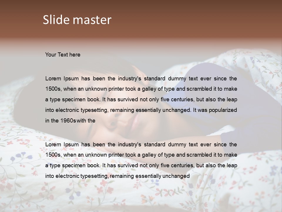 A Young Boy Sleeping On A Bed With A Pillow PowerPoint Template