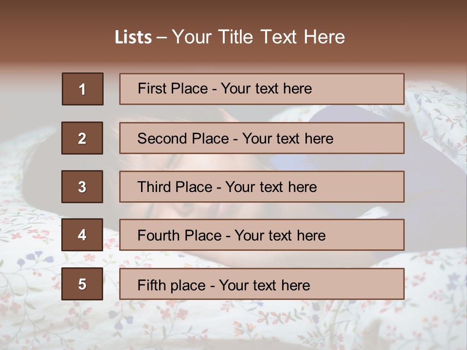 A Young Boy Sleeping On A Bed With A Pillow PowerPoint Template