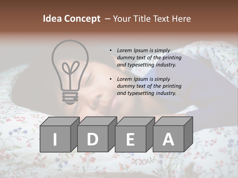 A Young Boy Sleeping On A Bed With A Pillow PowerPoint Template