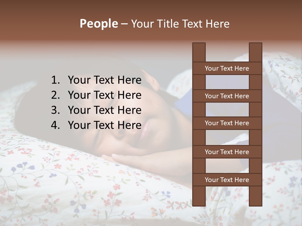 A Young Boy Sleeping On A Bed With A Pillow PowerPoint Template