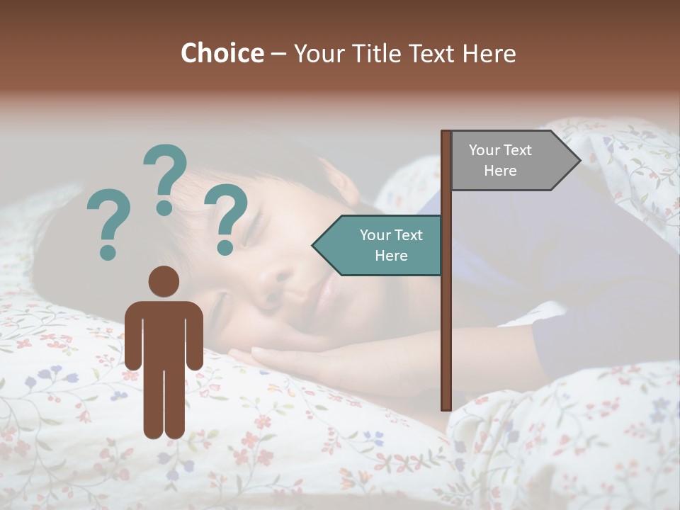A Young Boy Sleeping On A Bed With A Pillow PowerPoint Template