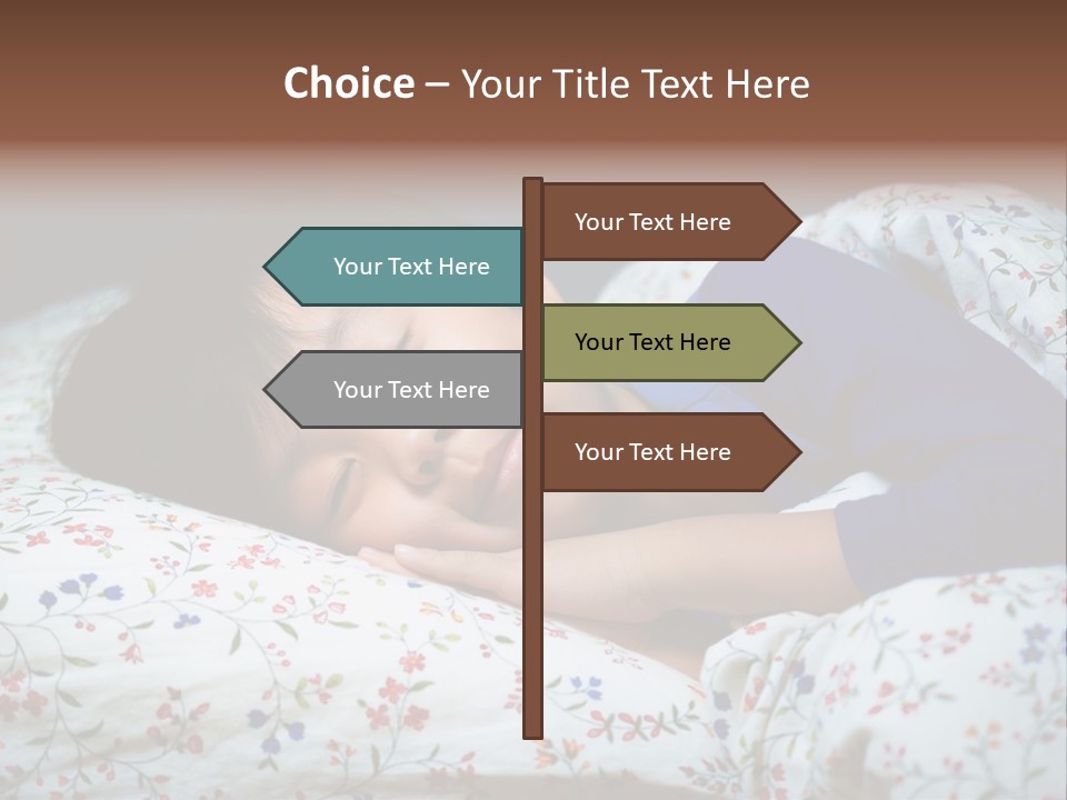 A Young Boy Sleeping On A Bed With A Pillow PowerPoint Template