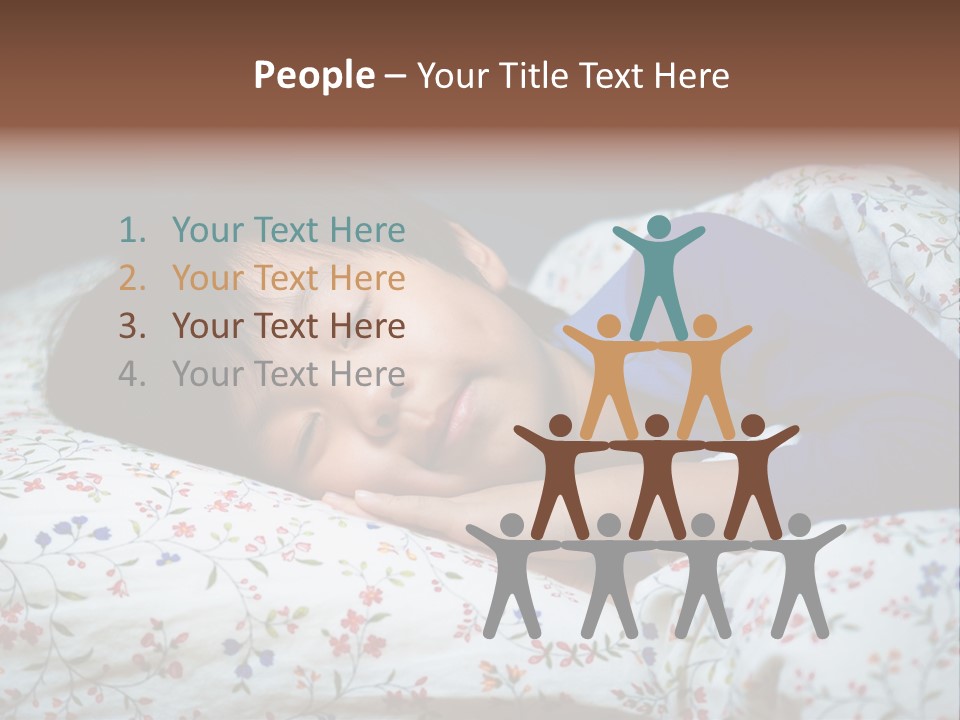 A Young Boy Sleeping On A Bed With A Pillow PowerPoint Template