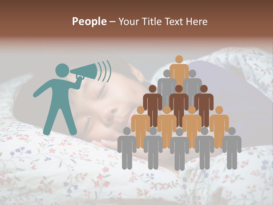 A Young Boy Sleeping On A Bed With A Pillow PowerPoint Template