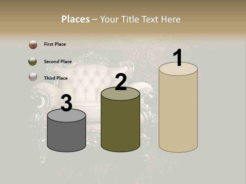 A White Chair Sitting On Top Of A Wooden Floor PowerPoint Template