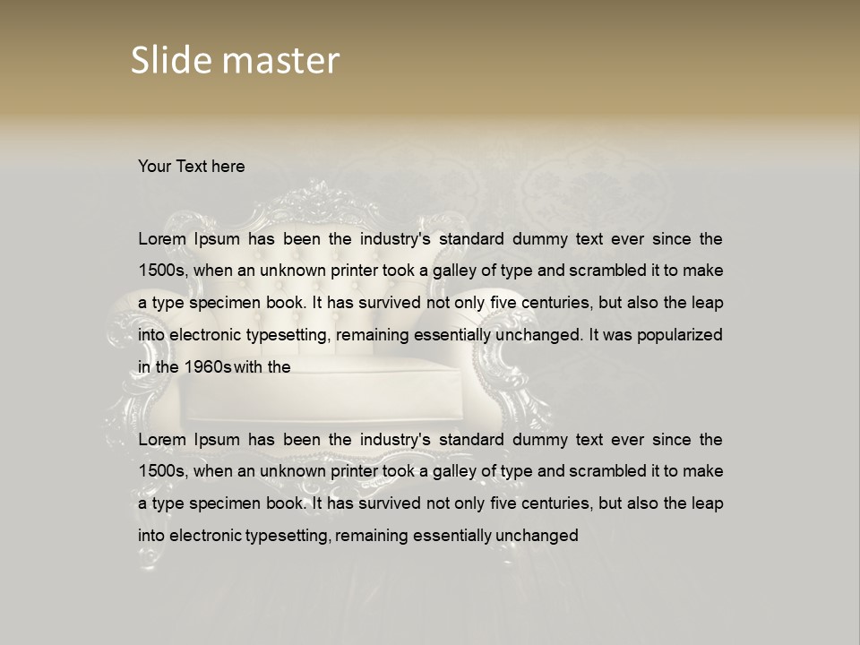 A White Chair Sitting On Top Of A Wooden Floor PowerPoint Template